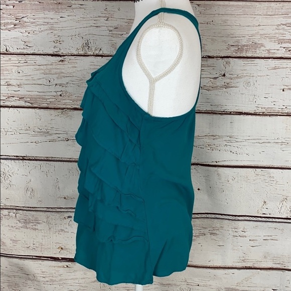 Elle Teal Ruffle front Racerback tank Small - Picture 3 of 9